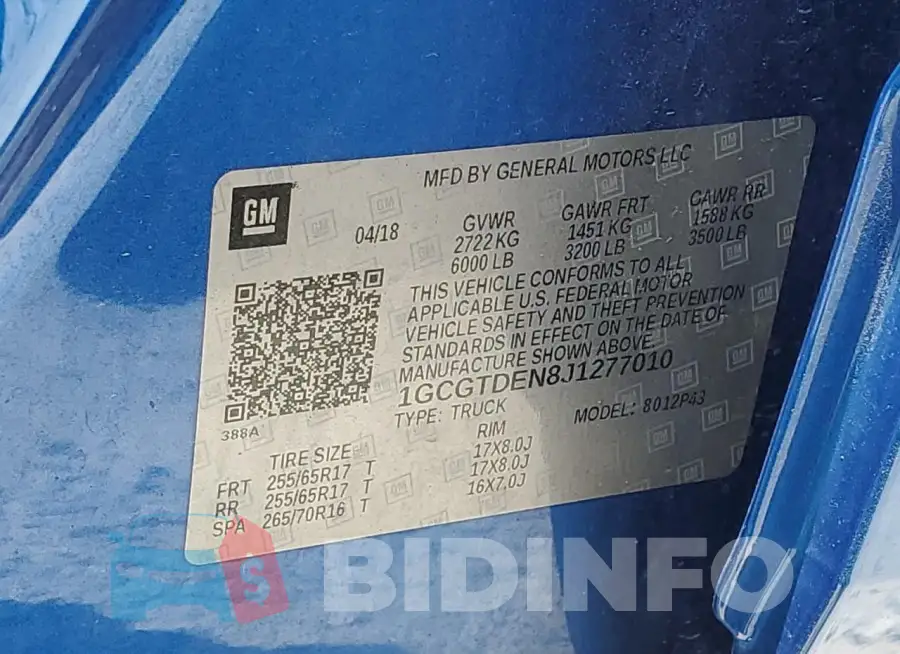 1GCGTDEN8J1277010 Photo# 12