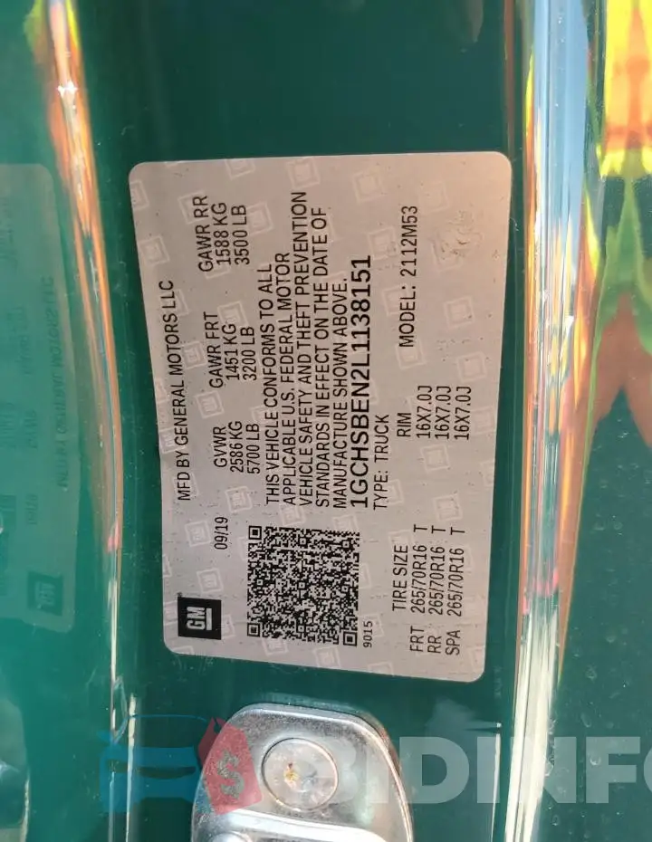 1GCHSBEN2L1138151 Photo# 12