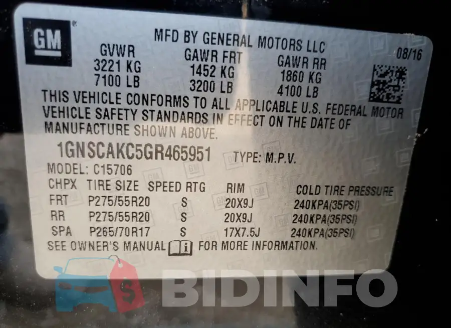 1GNSCAKC5GR465951 Photo# 13