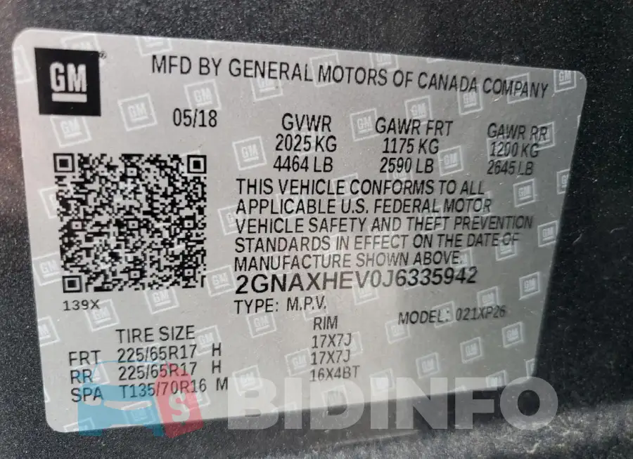 2GNAXHEV0J6335942 Photo# 13