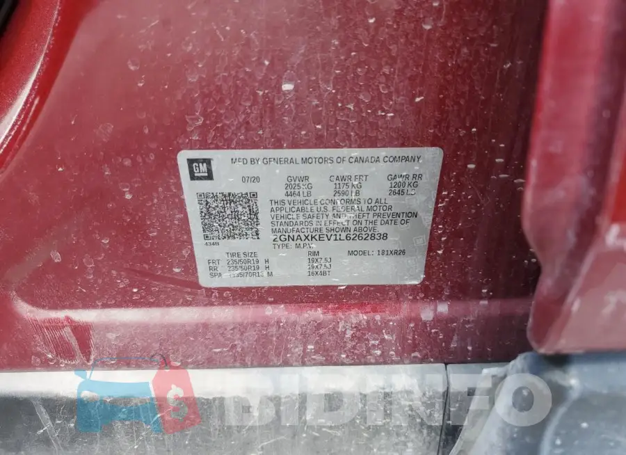 2GNAXKEV1L6262838 Photo# 13