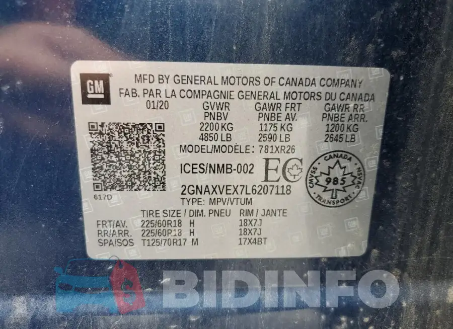 2GNAXVEX7L6207118 Photo# 14