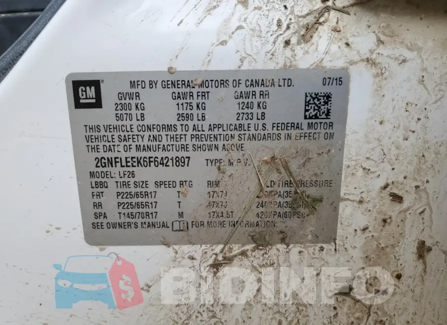 2GNFLEEK6F6421897 Photo# 13