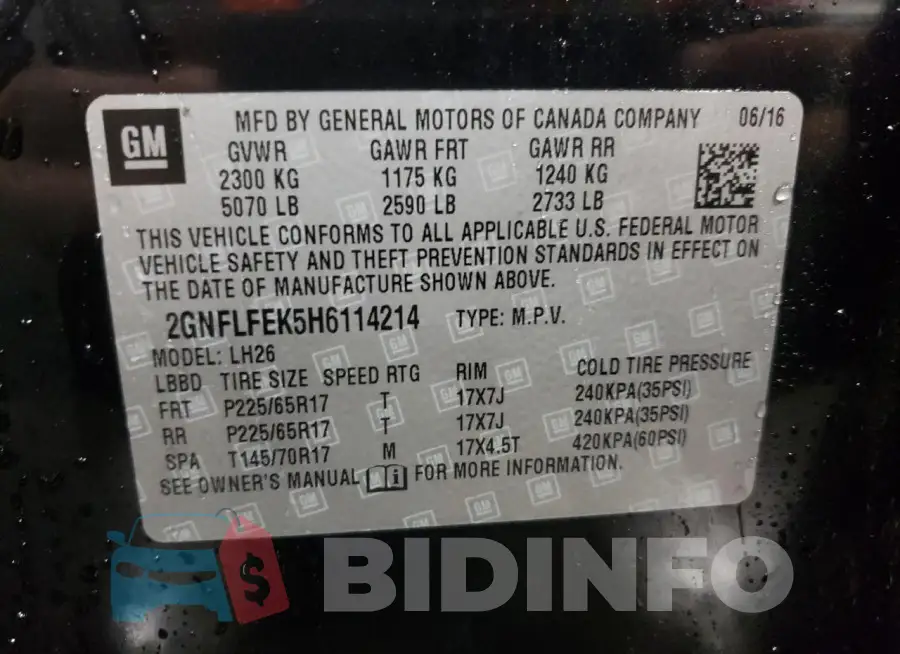 2GNFLFEK5H6114214 Photo# 12