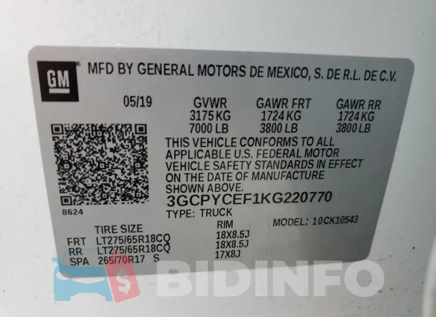 3GCPYCEF1KG220770 Photo# 12