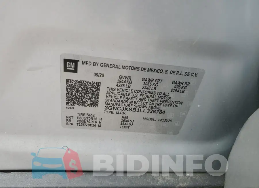 3GNCJKSB1LL338784 Photo# 13