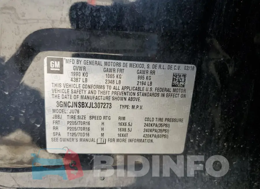3GNCJNSBXJL307273 Photo# 13