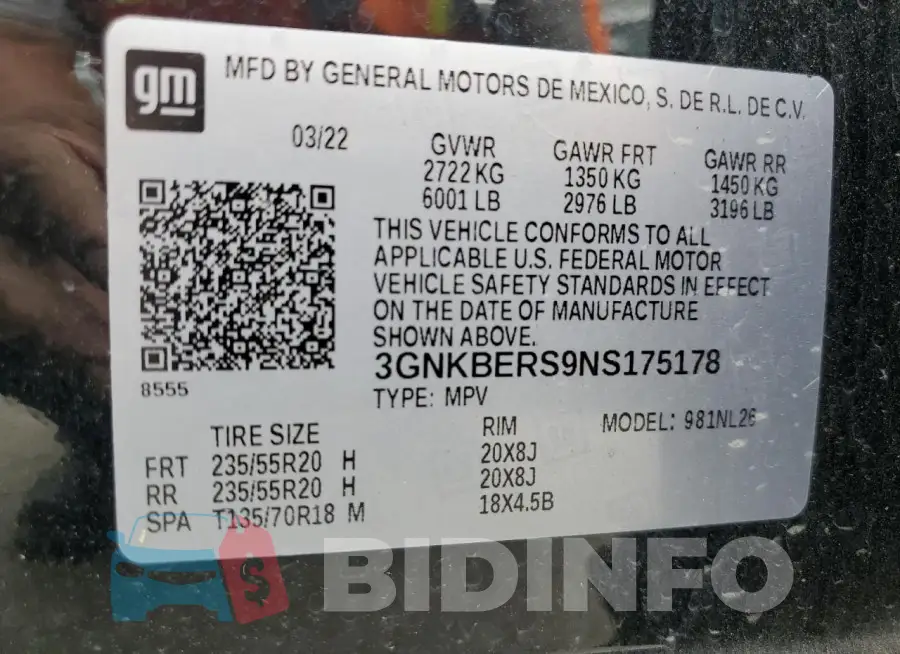 3GNKBERS9NS175178 Photo# 13