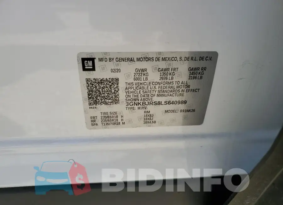 3GNKBJRS8LS640989 Photo# 12