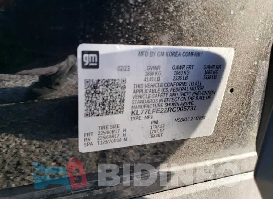 KL77LFE22RC005731 Photo# 12