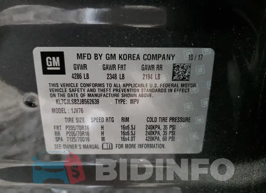 KL7CJLSB2JB562639 Photo# 12