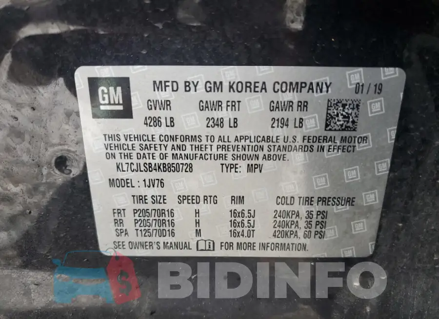 KL7CJLSB4KB850728 Photo# 14