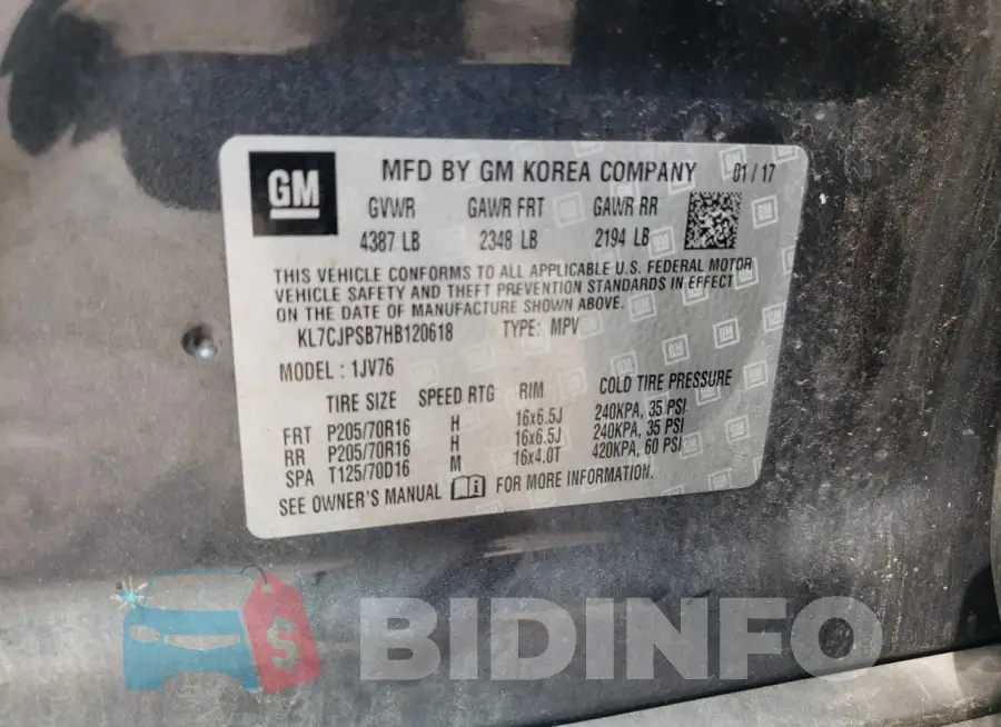 KL7CJPSB7HB120618 Photo# 13