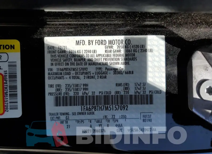 1FA6P8TH7M5157092 Photo# 12