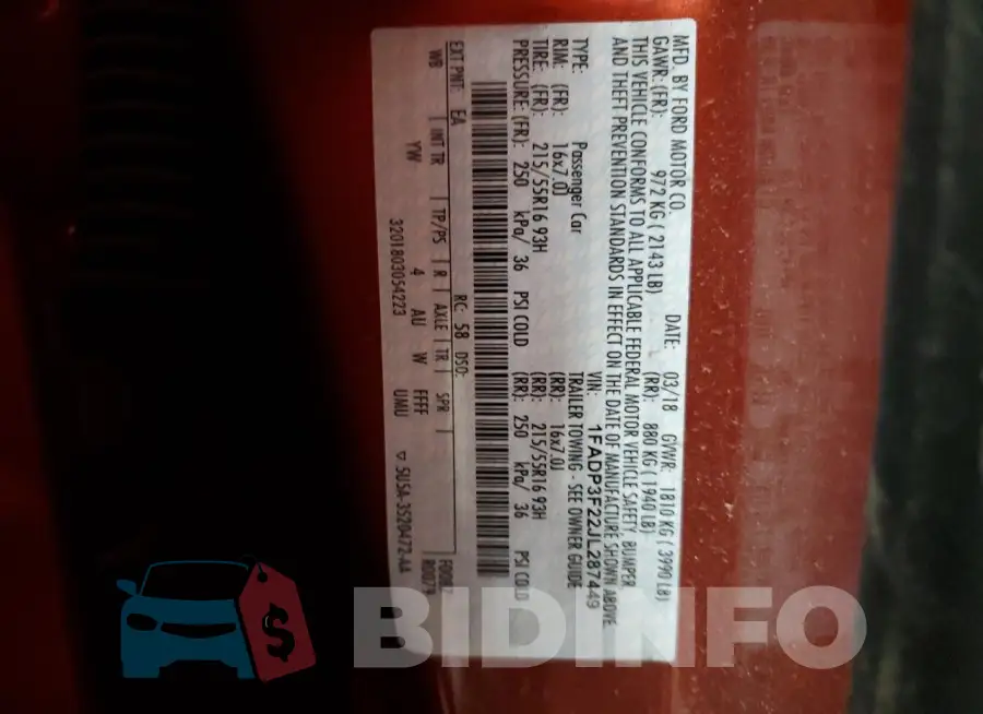 1FADP3F22JL287449 Photo# 12