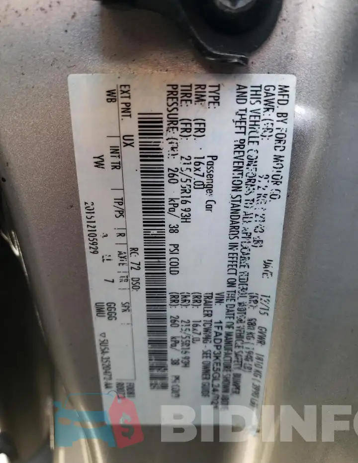 1FADP3KE5GL247021 Photo# 12