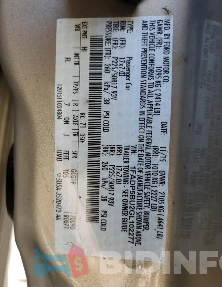 1FADP5BU2GL102277 Photo# 13