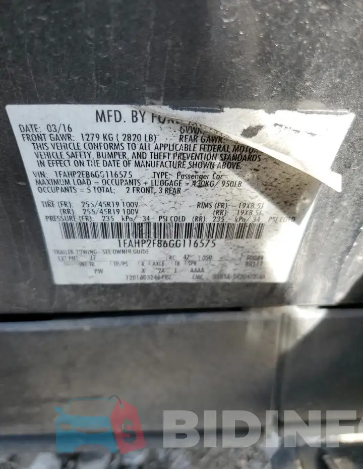 1FAHP2F86GG116575 Photo# 13