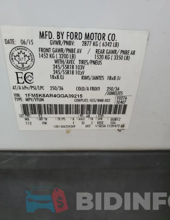 1FM5K8AR4GGA39215 Photo# 13