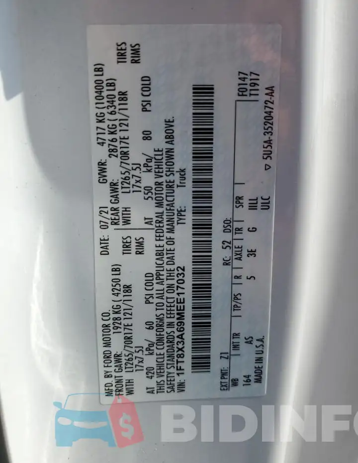 1FT8X3A69MEE17032 Photo# 12