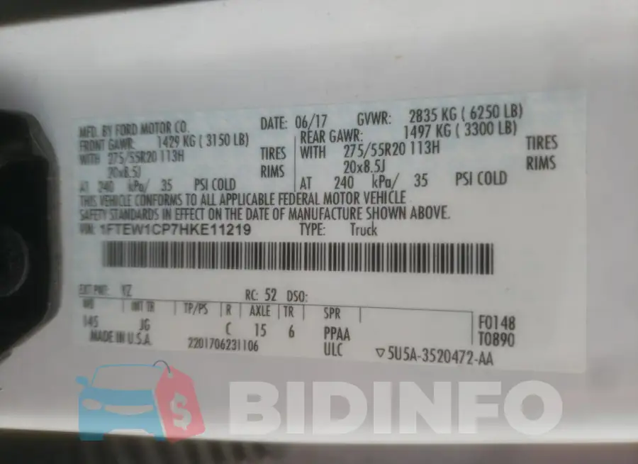1FTEW1CP7HKE11219 Photo# 12