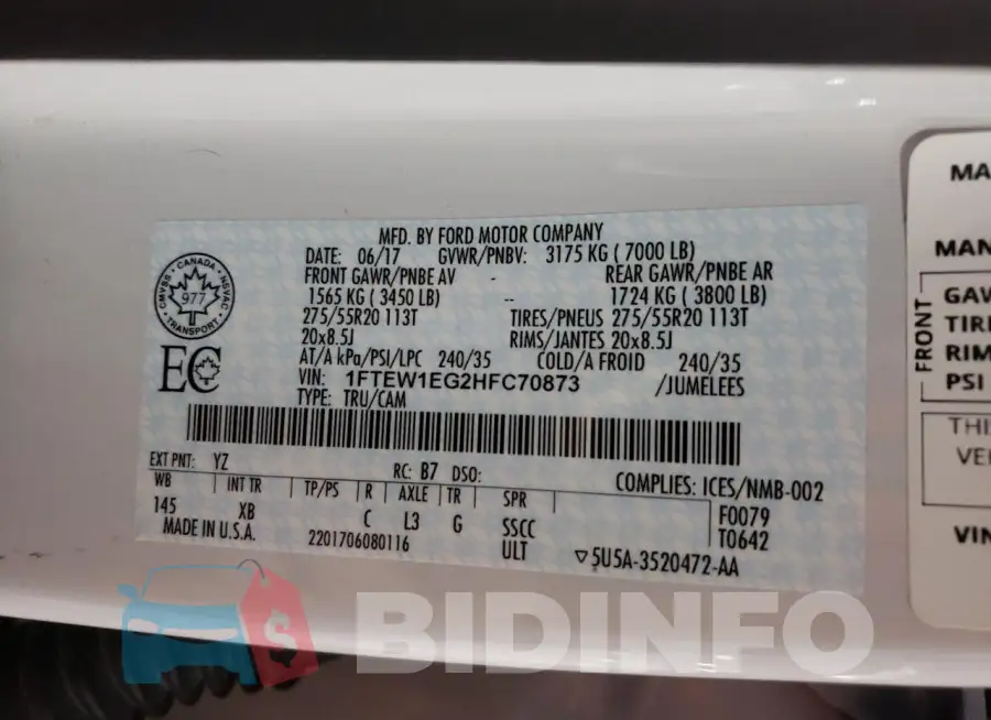 1FTEW1EG2HFC70873 Photo# 12