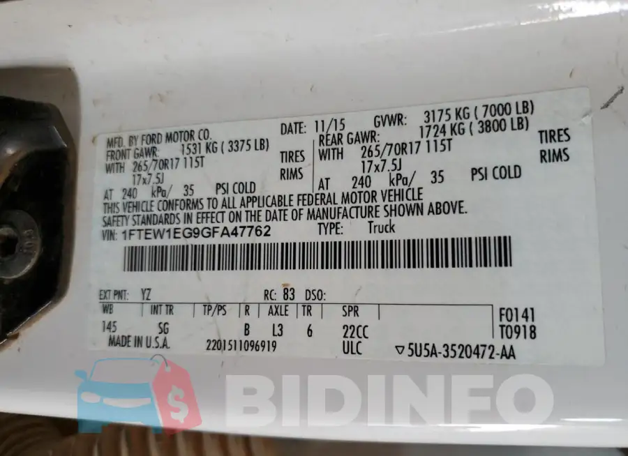 1FTEW1EG9GFA47762 Photo# 12