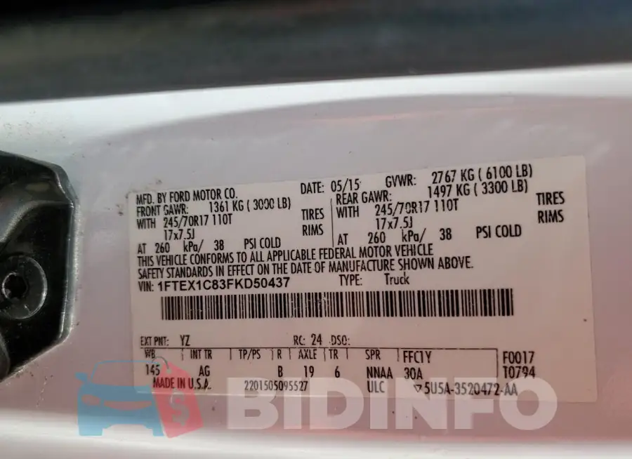 1FTEX1C83FKD50437 Photo# 12