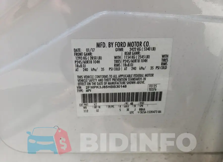 2FMPK3J85HBB30148 Photo# 14