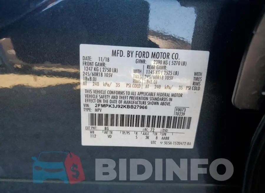 2FMPK3J92KBB27966 Photo# 13
