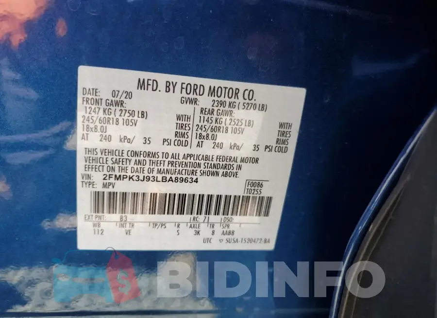 2FMPK3J93LBA89634 Photo# 12