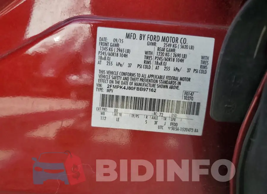 2FMPK4J80FBB97162 Photo# 13