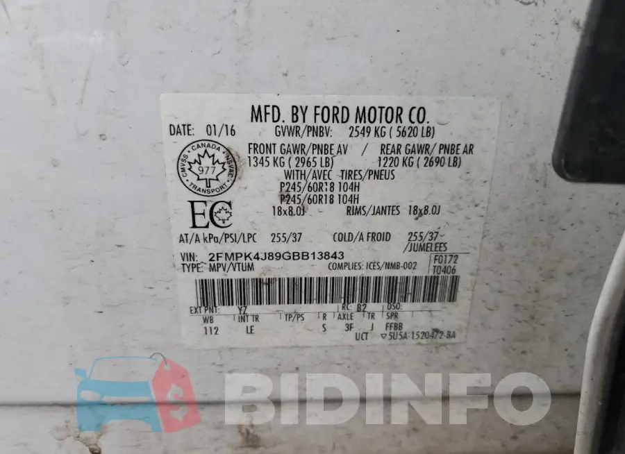 2FMPK4J89GBB13843 Photo# 13