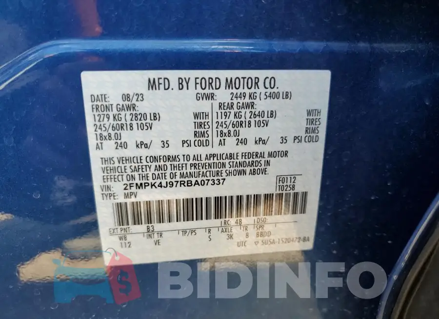 2FMPK4J97RBA07337 Photo# 14
