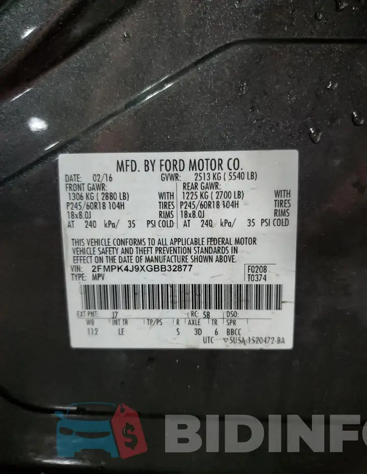 2FMPK4J9XGBB32877 Photo# 12