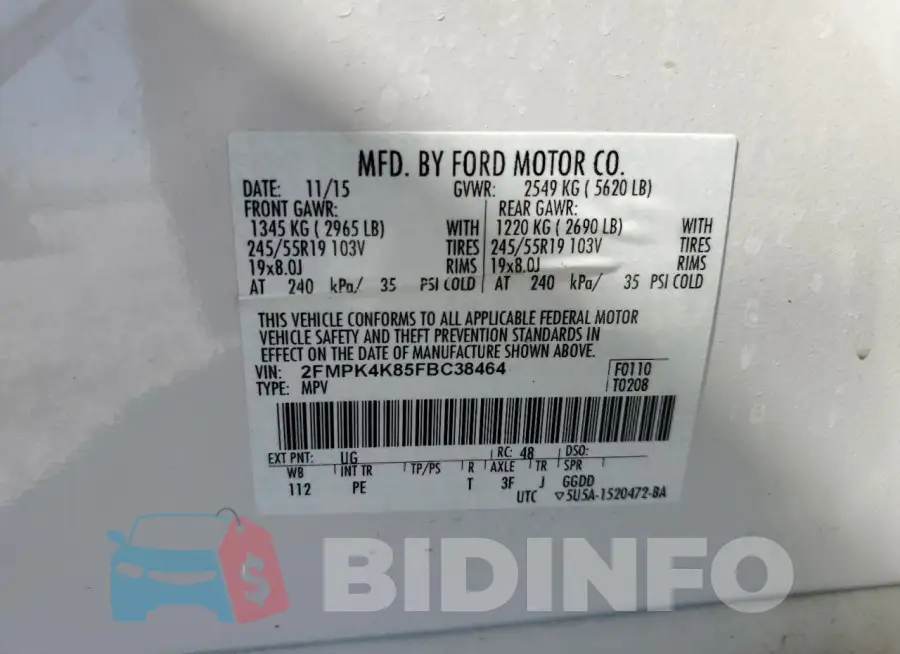 2FMPK4K85FBC38464 Photo# 13