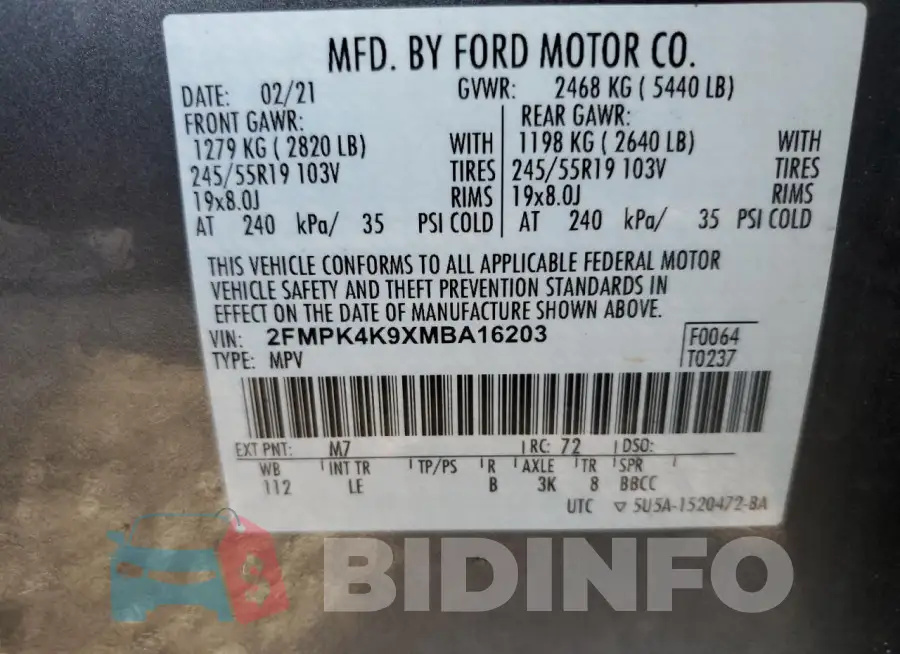 2FMPK4K9XMBA16203 Photo# 14