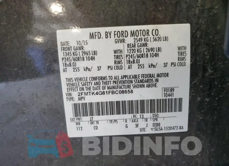 2FMTK4G81FBC08658 Photo# 13