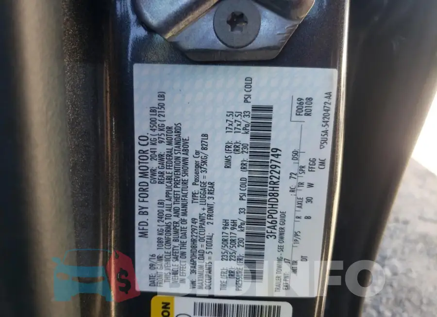 3FA6P0HD8HR229749 Photo# 12