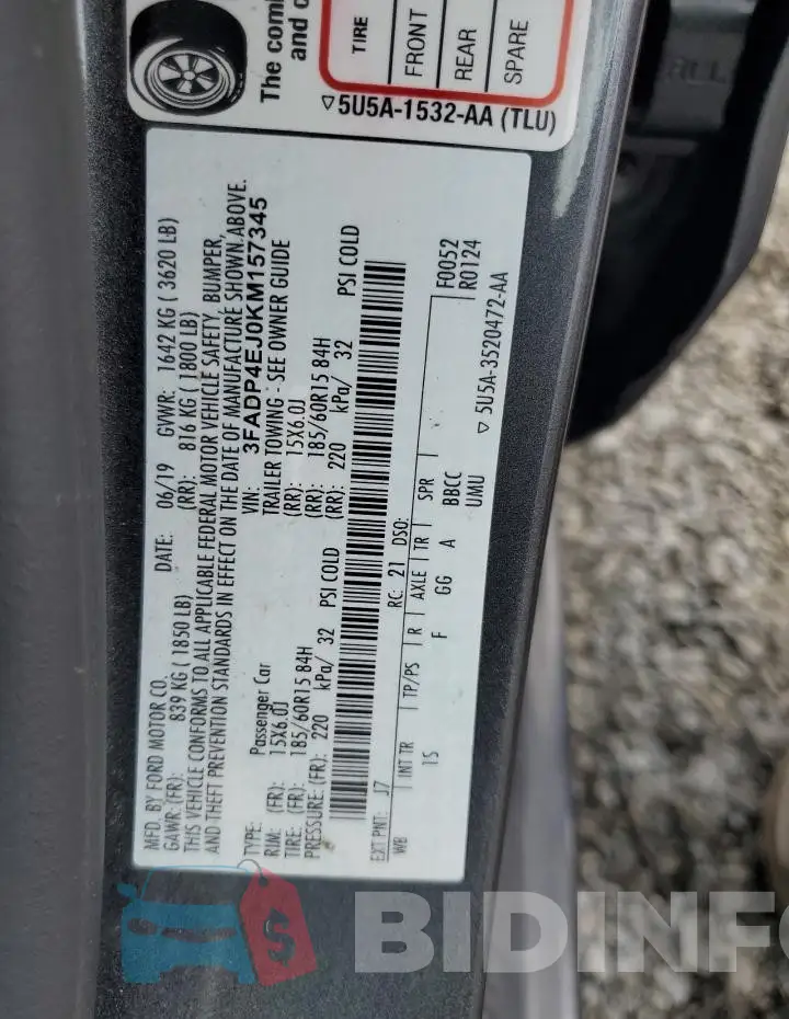 3FADP4EJ0KM157345 Photo# 12