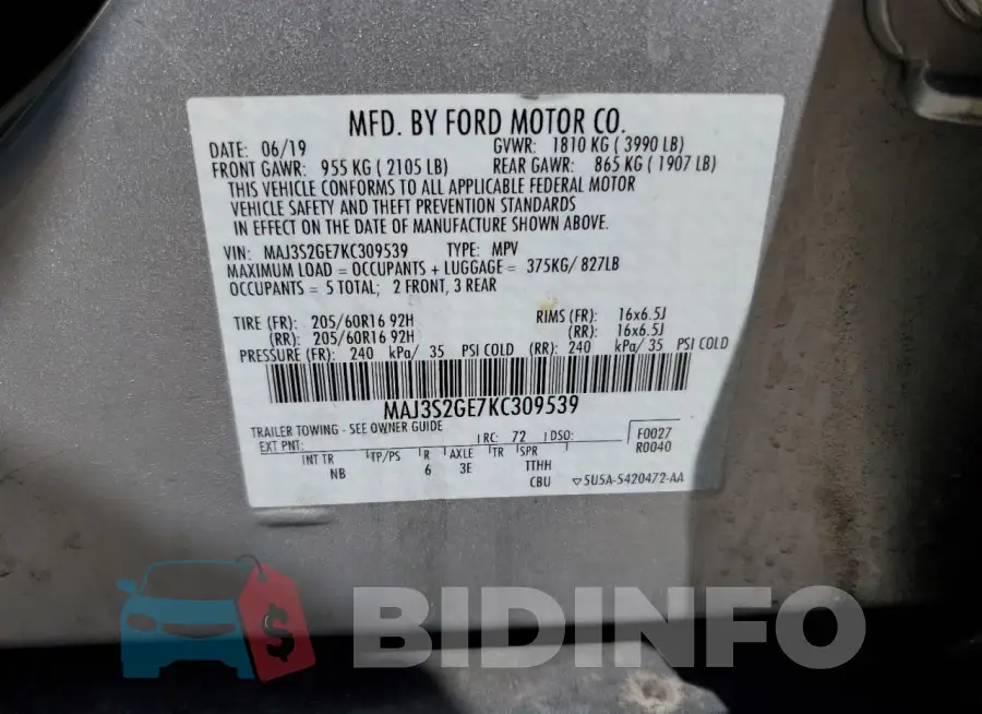 MAJ3S2GE7KC309539 Photo# 13