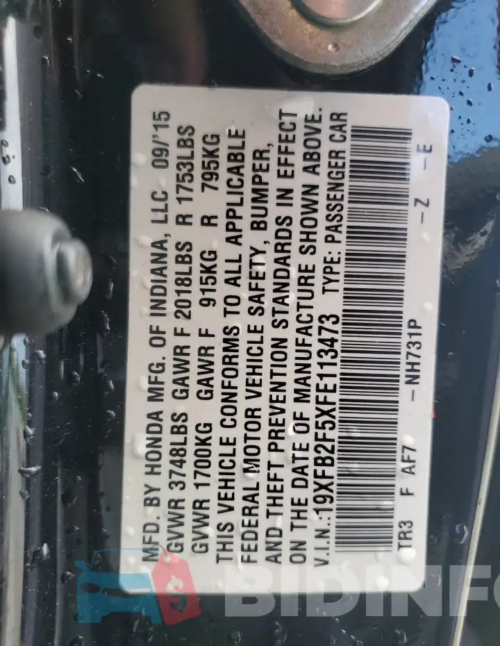 19XFB2F5XFE113473 Photo# 13