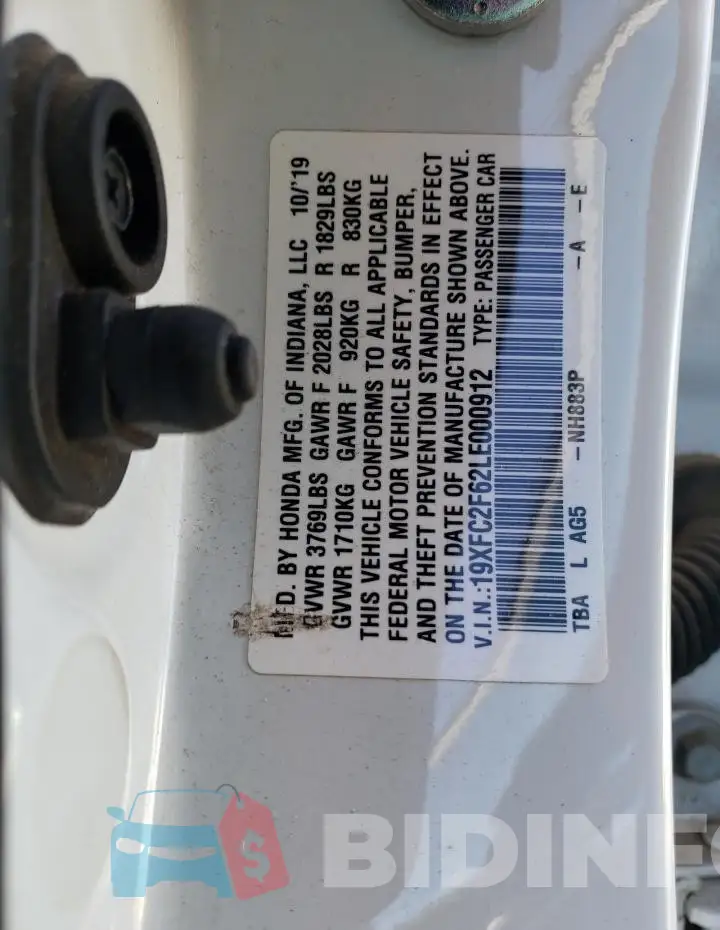 19XFC2F62LE000912 Photo# 12