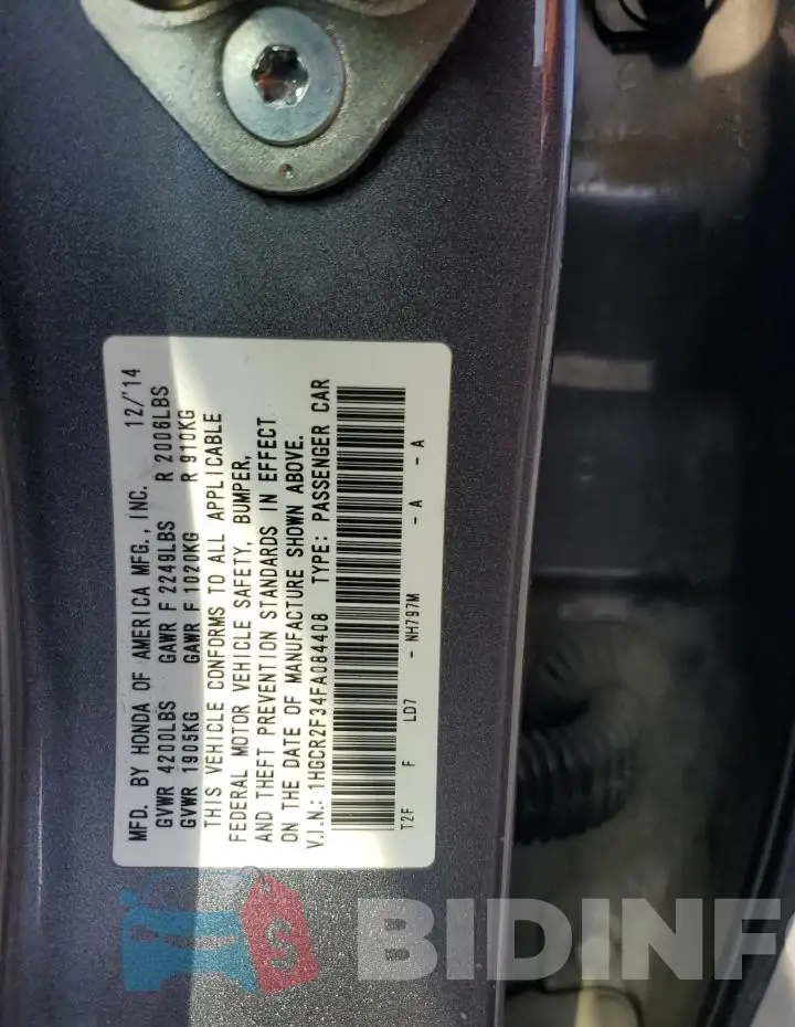 1HGCR2F34FA084408 Photo# 12