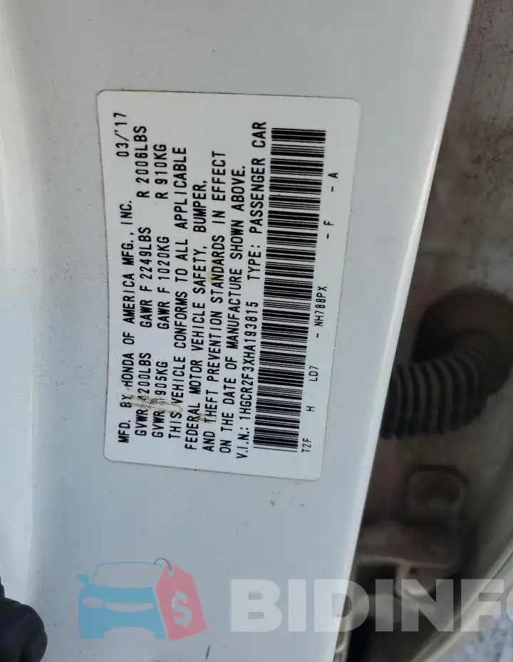 1HGCR2F3XHA193815 Photo# 12