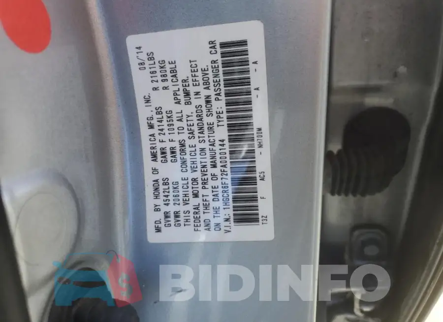 1HGCR6F72FA000144 Photo# 12