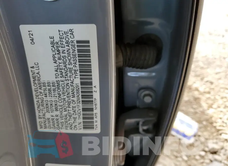 1HGCV1F32MA068291 Photo# 12