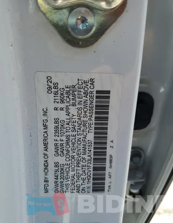 1HGCV1F33LA141537 Photo# 13