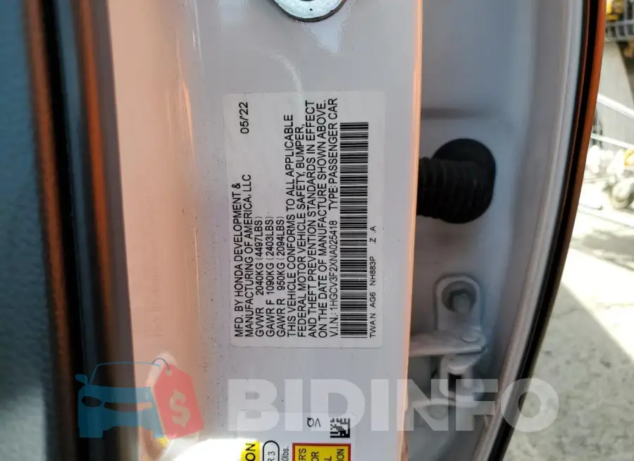 1HGCV3F2XNA025418 Photo# 12