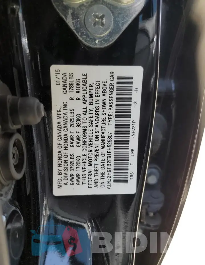 2HGFB2F91FH525807 Photo# 12